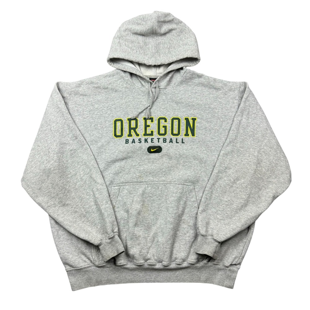 Vtg Y2K Nike Center Swoosh Oregon Ducks Hoodie Men XL Gray Basketball Sportswear